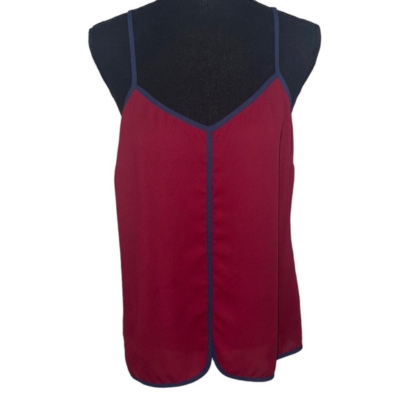 The Limited Tops - The Limited Maroon and Navy Blue Trim Camisole - Size Medium